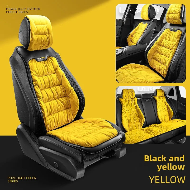 Universal Winter Down Car Seat Cover – Warm Breathable Soft Seat Cushion Protector for Vehicle Interior - Delicate Leather  