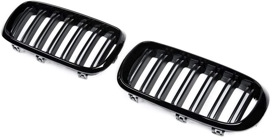 F15 Grill for BMW X5 F15 X6 F16 X5M X6M 2014-2019 (ABS Gloss Black Kidney Grill, Double Slats, 2-pc Set) - Delicate Leather