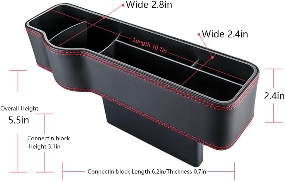 2 PCS Universal Car Seat Gap Storage Box, Custom For Cars, Cup Holder Mobile Phone Holder Multifunctional Auto Accessories PU Leather Seat Catcher Gap Filler Car Organizer Compartment - Delicate Leather