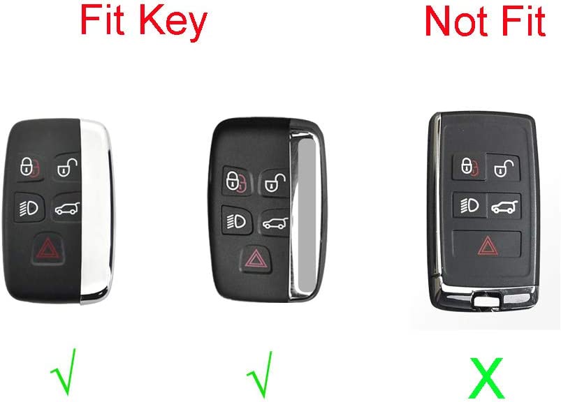 5 Buttons TPU Smart Remote Key Fob Case Cover Compatible with Land Rover Defender Discovery Sport LR2 LR3 LR4 Range Rover Sport EVOQUE and Jaguar XF XJ XJL XE F-PACE - Delicate Leather