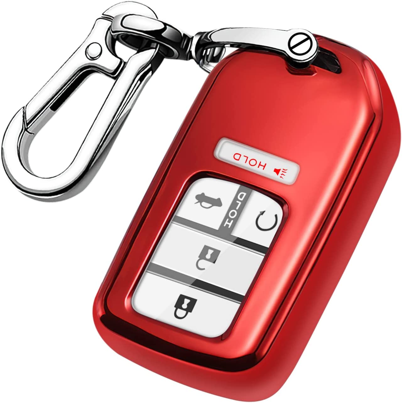 Key Fob Cover with Keychain,Soft TPU Full Cover Protection Key Fob Shell Compatible with Accord Civic CRV HRV Pilot Odyssey Passport Smart Remote Key Fob Case
