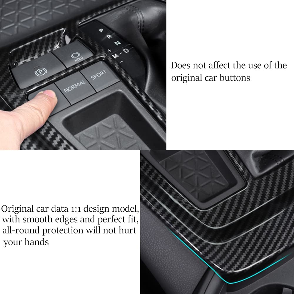 Toyota RAV4 ABS Carbon Fiber Grain Gear Shift Box Panel Trim Gear Shift Frame Decal Center Console Panel Cover Trim for Toyota RAV4 2019 2020 2021 2022 Interior Accessories(2PCS) - Delicate Leather