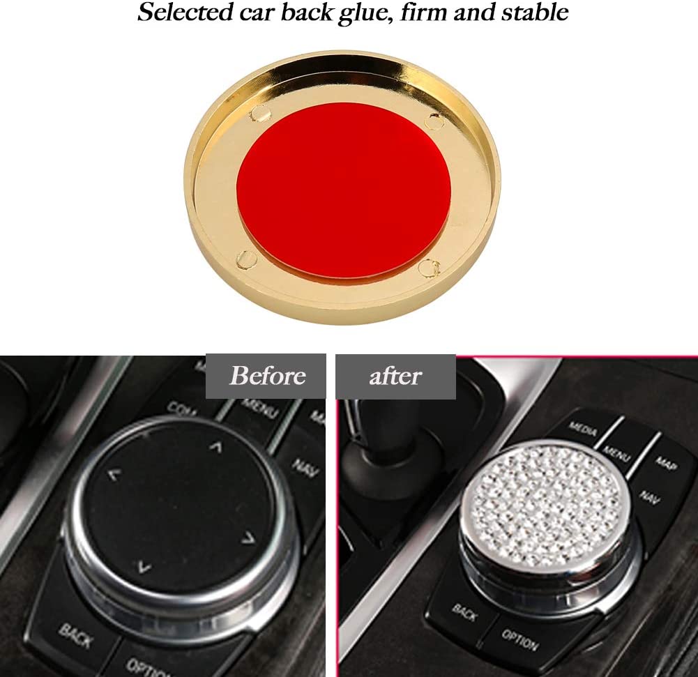 1.6-inches Bling Crystal Interior Decorations Compatible iDrive Controller Caps Knob Covers Compatible with BMW Accessories Parts Multimedia Decal 3 5 7 Series X3 X5 F30 F10 G30 F01 G01 F15 AWD Women - Delicate Leather