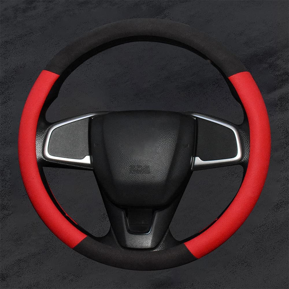 Steering Wheel Covers Round Shape Suede 14.5 Inches to 15 Inches Anti-Slip Breathable Car Steering Wheel Accessories for Women Men