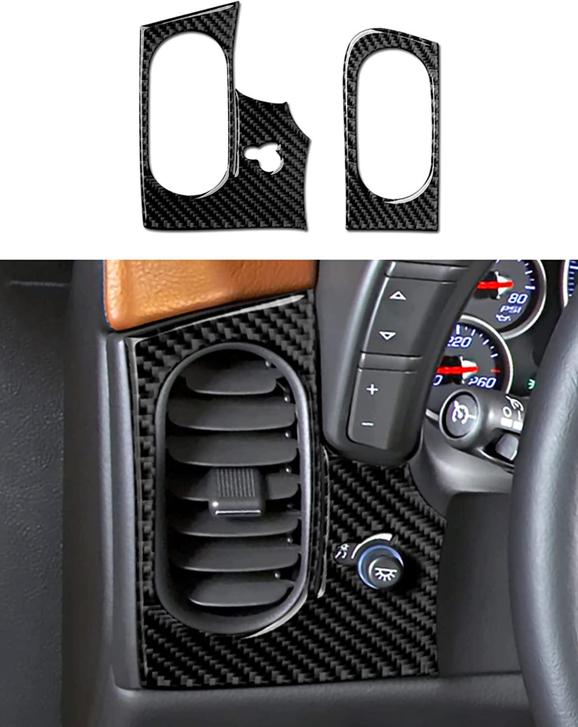 Car Air Outlet Vent Sticker Decal Carbon Fiber Interior Trim Cover Compatible with Chevrolet Corvette C6 2005 2006 2007 Accessories - Delicate Leather