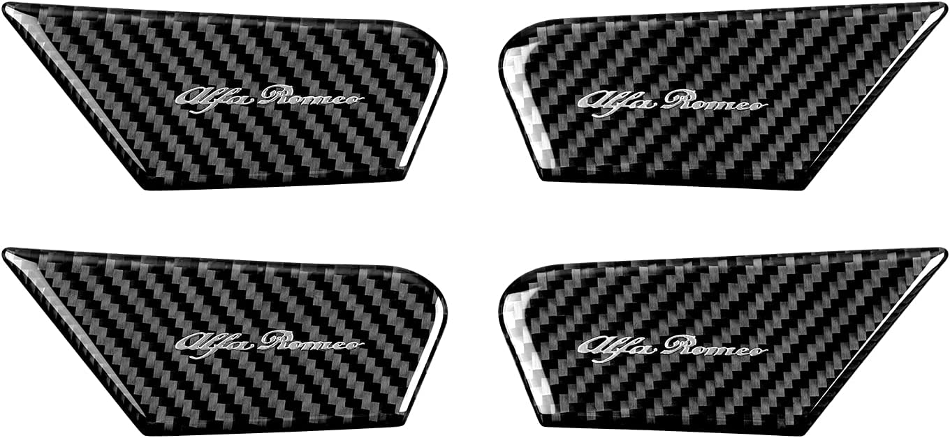 4PCS Car Inner Door Bowl Cover Carbon Fiber Sticker Decal Trim Car Styling fits for Alfa Romeo Giulia Stelvio 2017 2018 2019 2020 2021 Interior Accessories - Delicate Leather