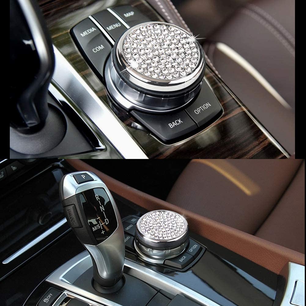 1.6-inches Bling Crystal Interior Decorations Compatible iDrive Controller Caps Knob Covers Compatible with BMW Accessories Parts Multimedia Decal 3 5 7 Series X3 X5 F30 F10 G30 F01 G01 F15 AWD Women - Delicate Leather