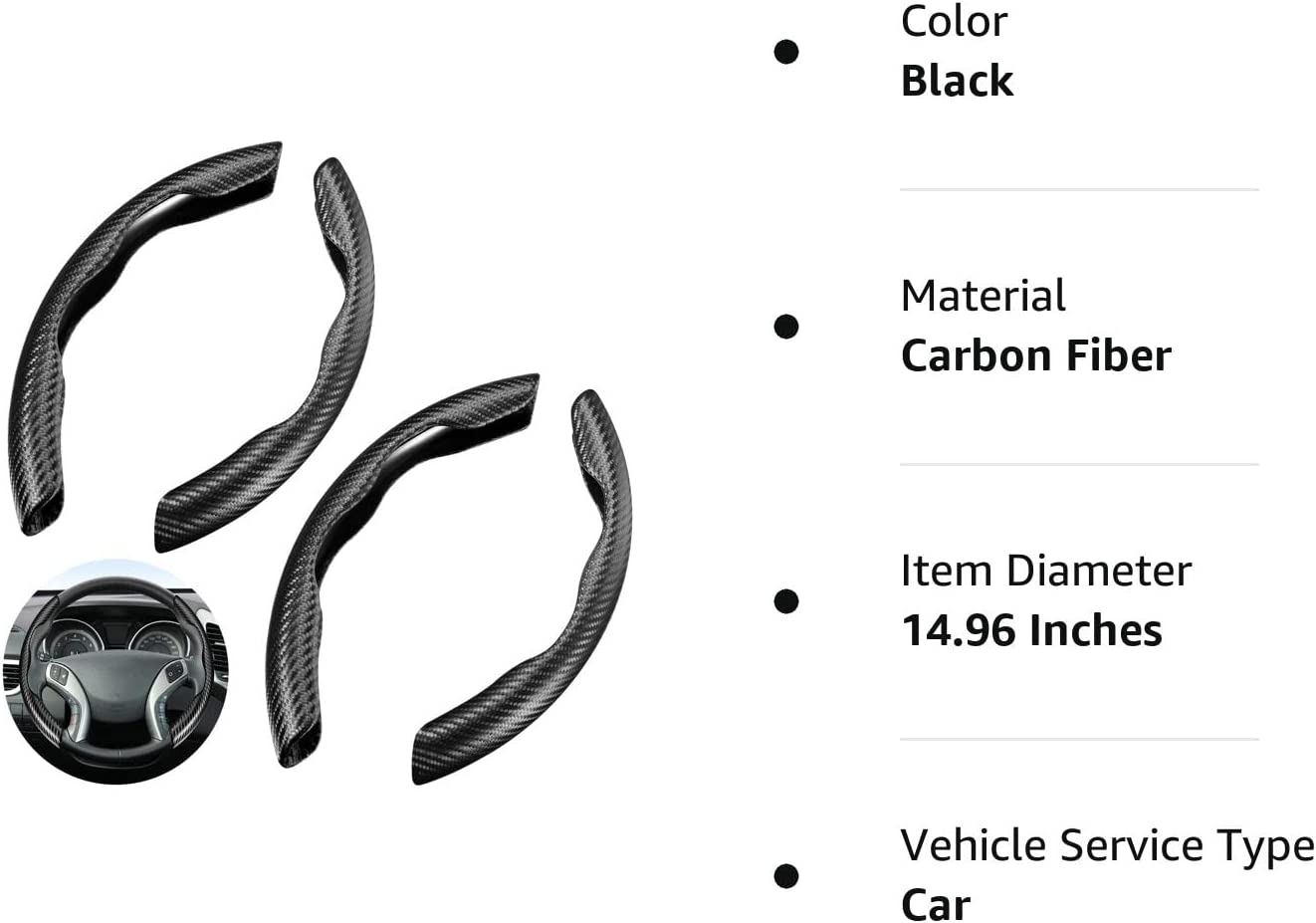 2 Sets Steering Wheel Cover Car Carbon Fiber Steering Wheel Cover for Women and Men Safe and Non Slip Car Accessory, Car Wheel Cover Universal Fit for Most Car Wheel Protector