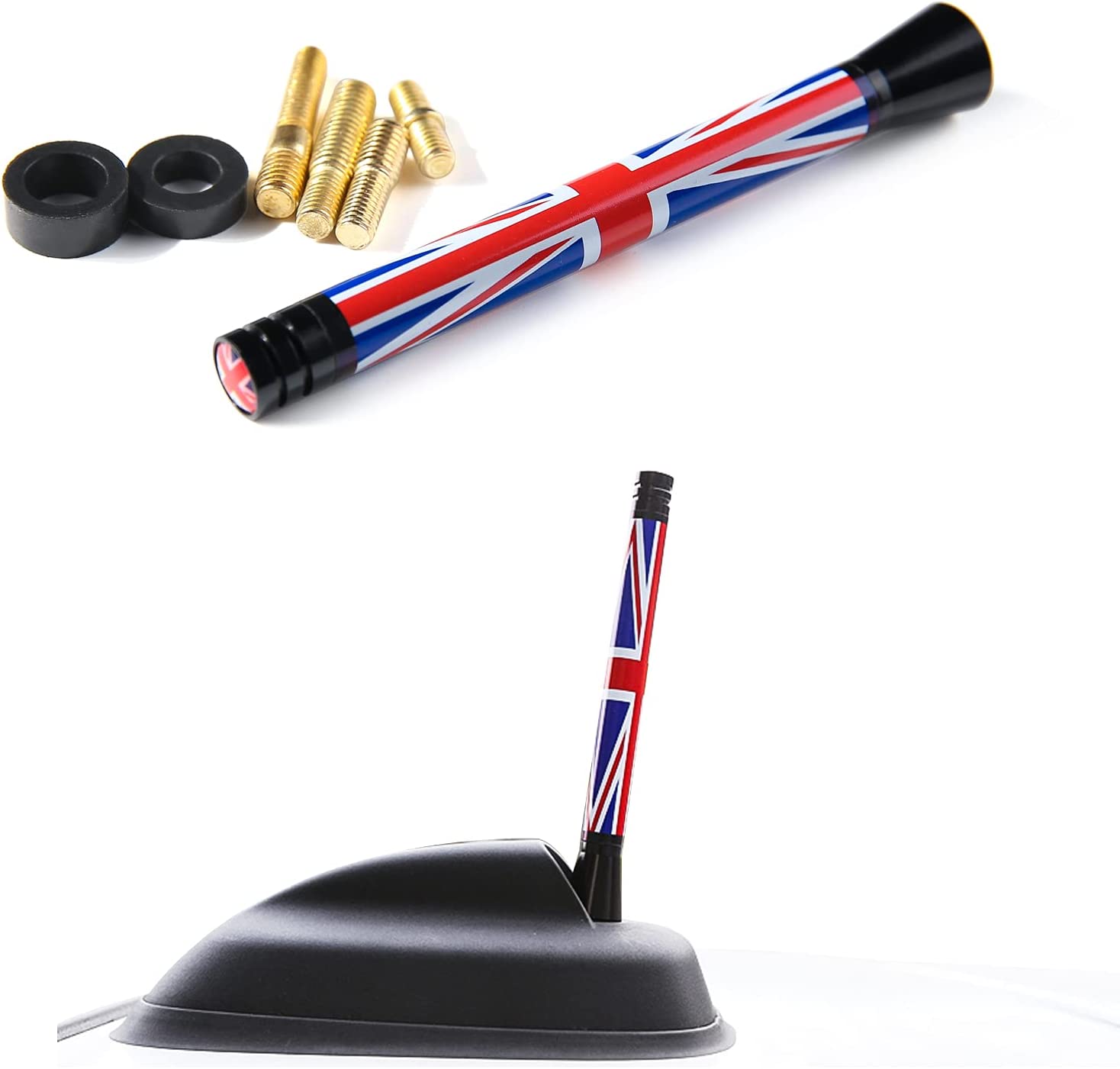 Antenna 4.2 Inch Union Jack UK Flag Short Antenna Compatible with Cooper All Models Cooper S JCW Hardtop 2/4 Door Convertible Countryman Clubman Roadster Peaceman - Delicate Leather  