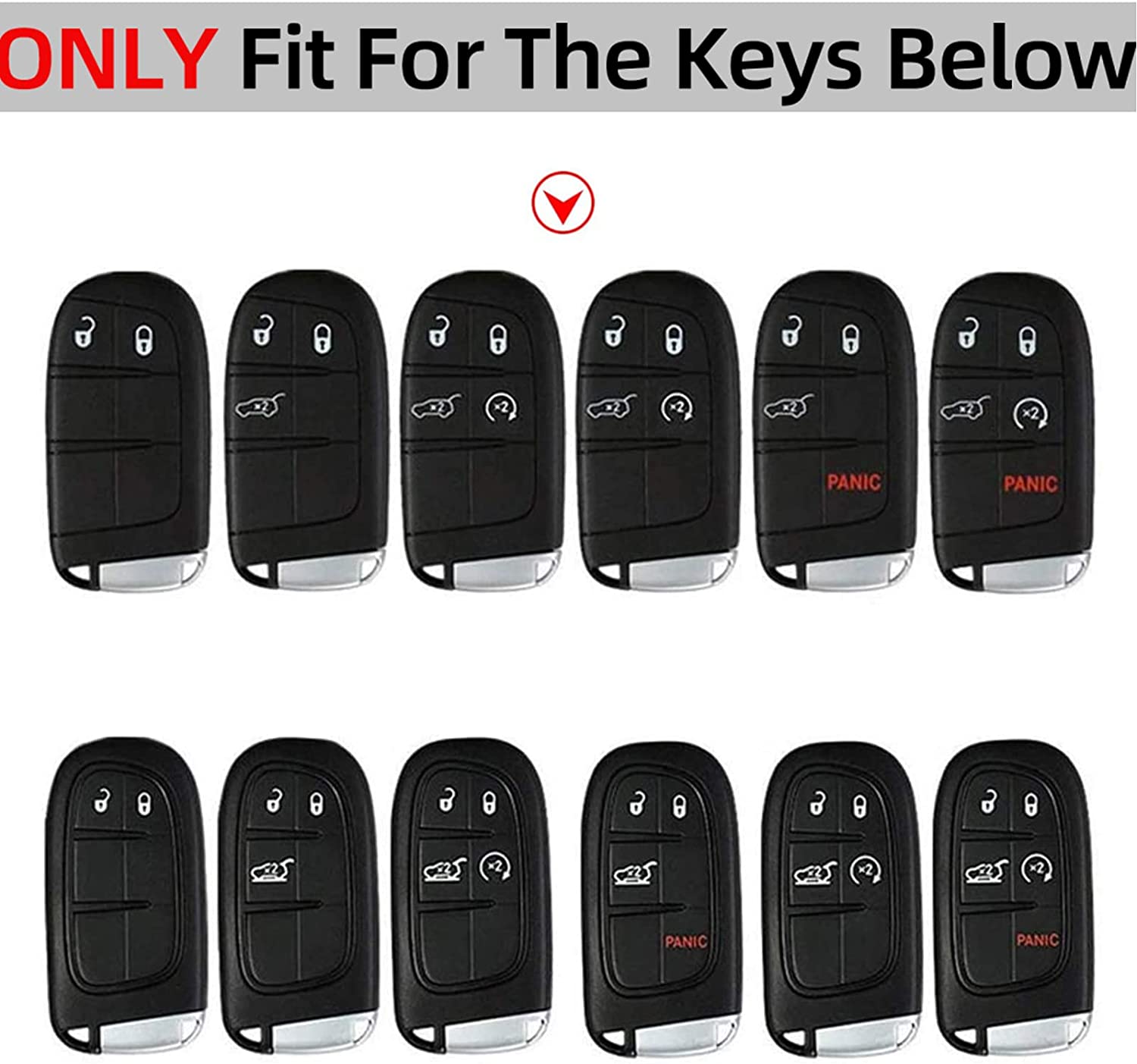 Jeep Key Fob Cover with Keychain Soft TPU Protection Key Case for Grand Cherokee Renegade Chrysler 200 300 Dodge Smart Key (Silver) - Delicate Leather