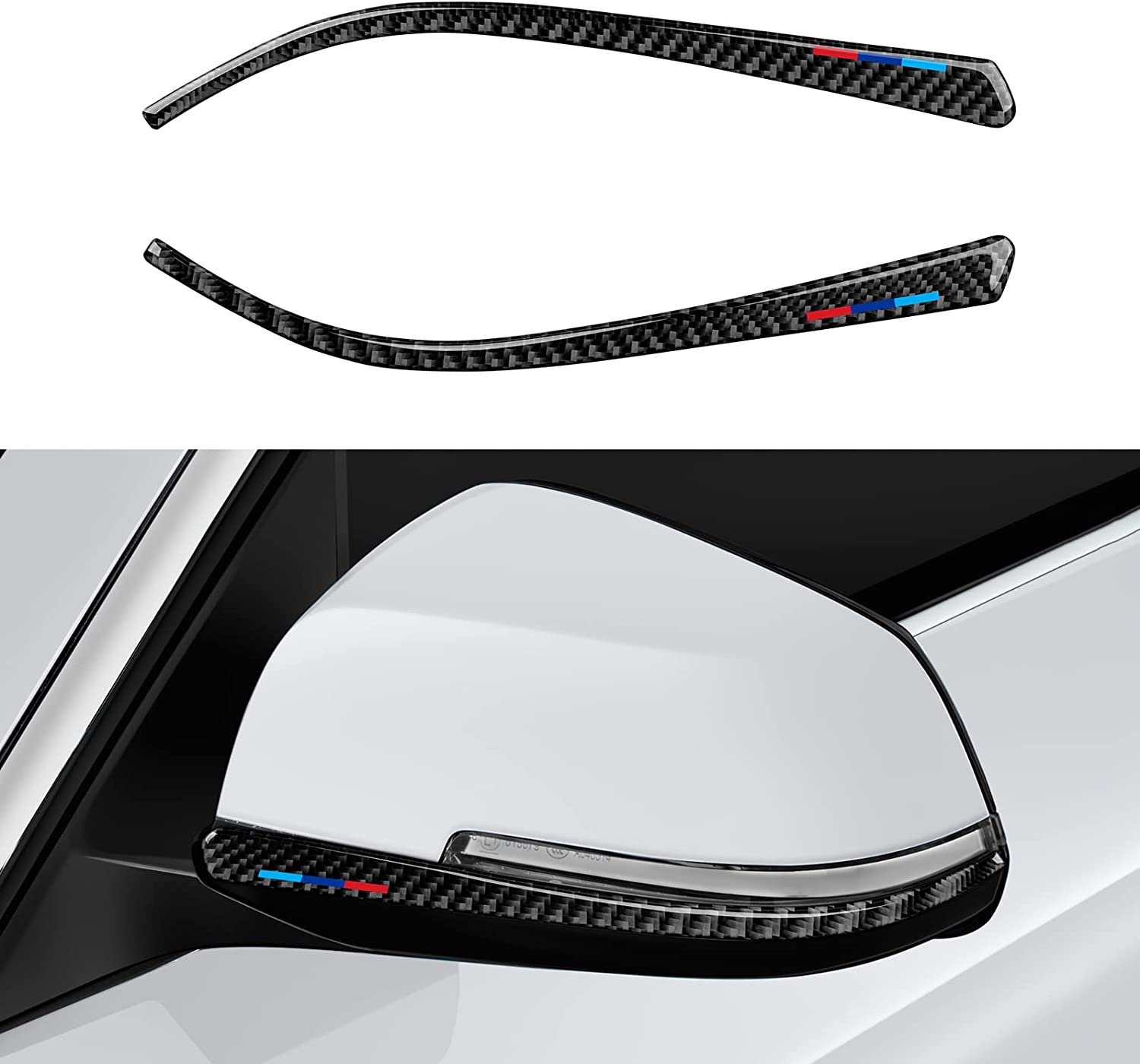 2PCS Car Rearview Mirror Protector Strip Anti-Collision Sticker Mirror Bumper Decal Carbon Trim Compatible with BMW F30 F31 F32 F33 F34 F36 3GT 2012 2013 2014 2015 2016 2017 2018 2019 Accessories - Delicate Leather