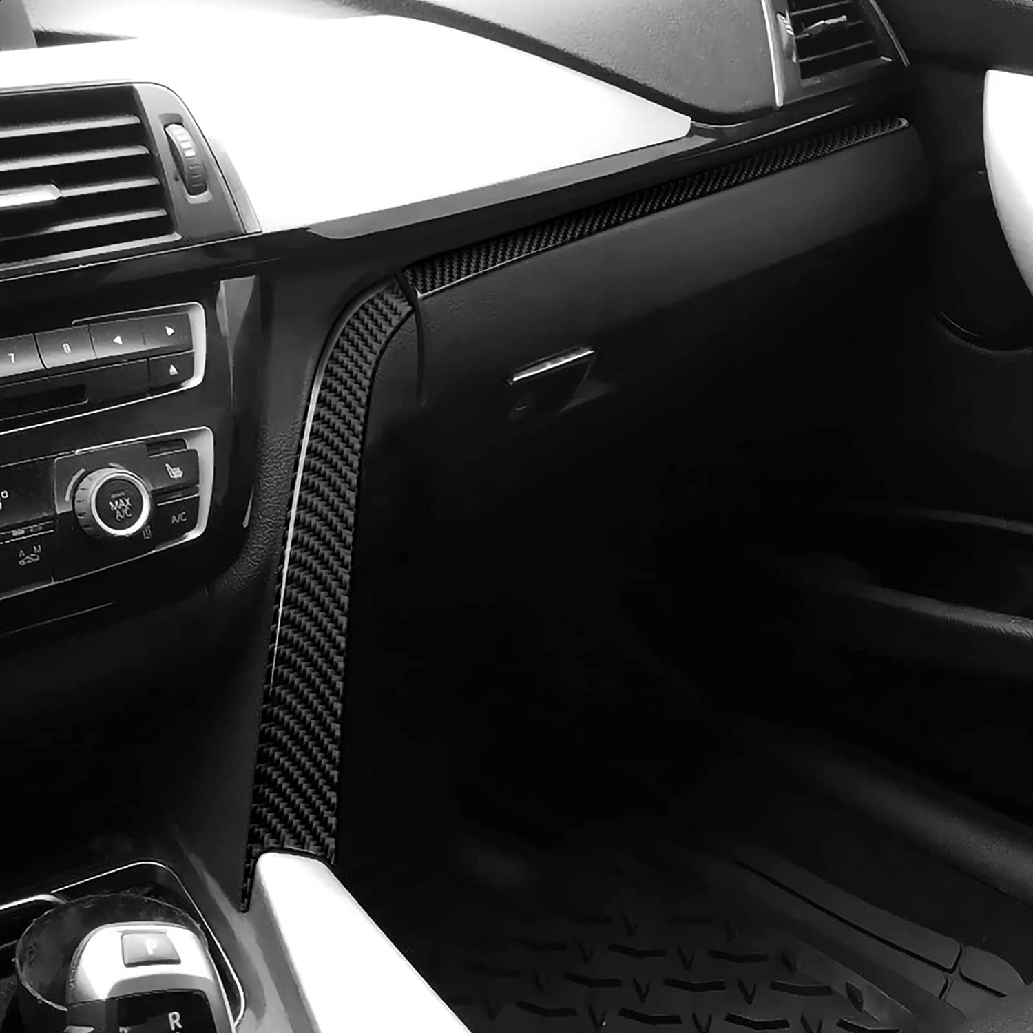 2PCS Center Console Trim Car Glove Box Sticker Carbon Fiber Decal fits for BMW F30 F31 F34 3GT F32 F33 F36 Interior Accessories - Delicate Leather