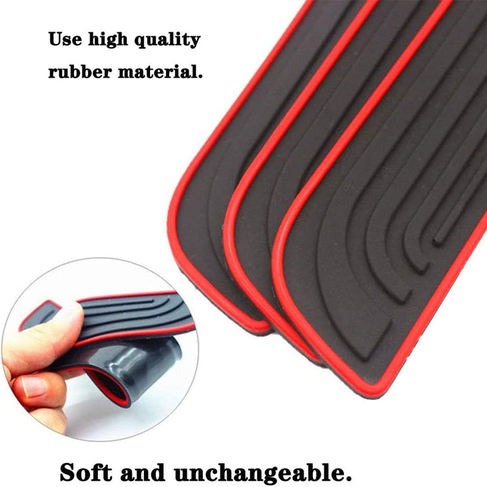 Black PVC Soft Rubber Car Door Sill Plate Protectors - Auto Front/Rear Door Sill Scuff Plate Guards, Door Pedal Protector,Door Sill Plates Pedal Covers 4PCS (Red Border, fit for Jaguar) - Delicate Leather