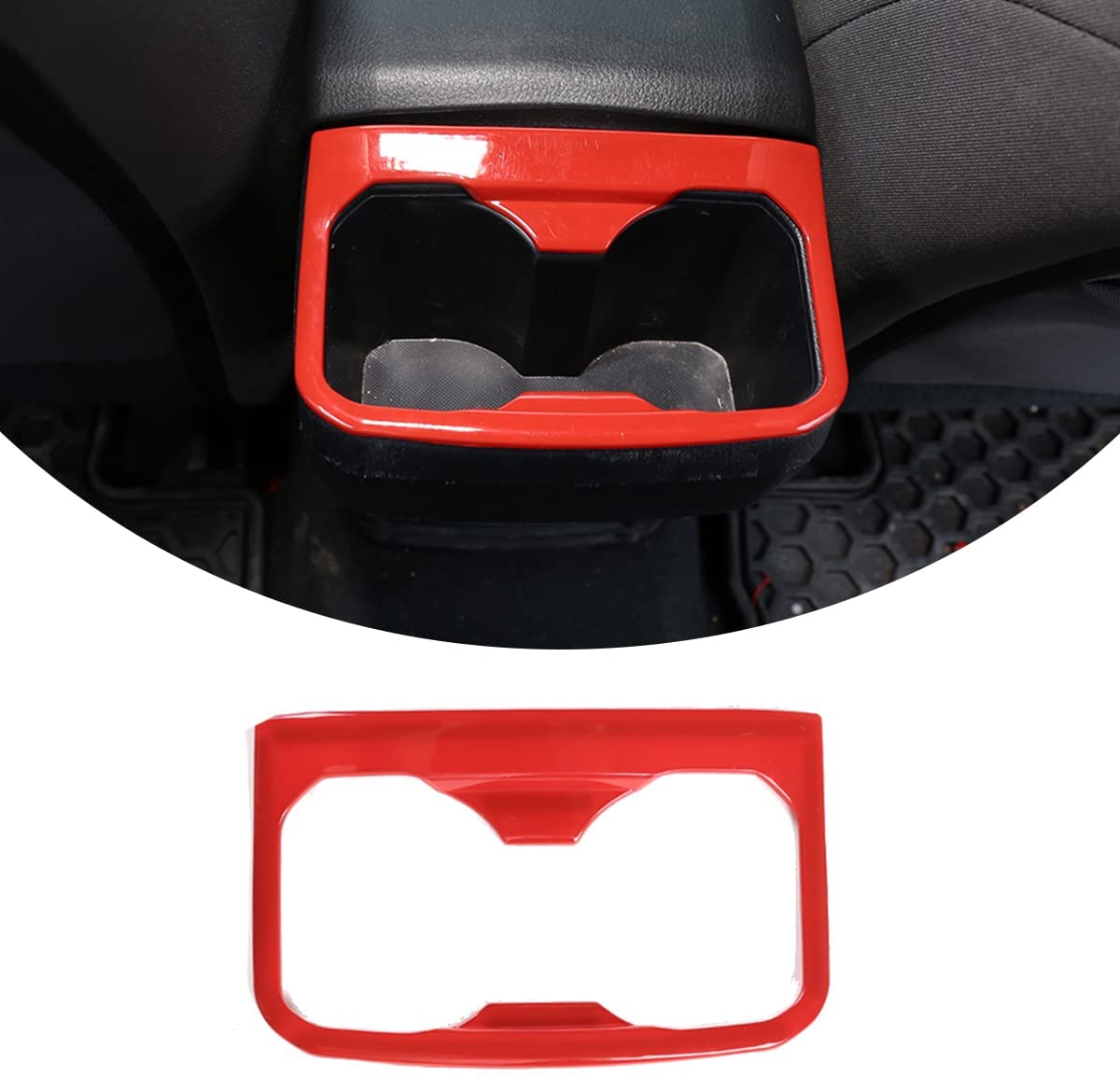 Car ABS Inner Look Interior Rear Seat Armrest Cup Holder Cover Trim Stickers