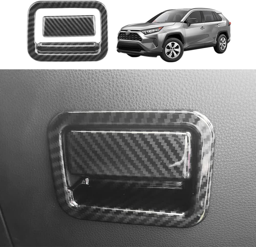 Toyota RAV4 ABS Carbon Fiber Glove Storage Box Handle Cover Trim for Toyota RAV4 2019 2020 2021 2022 Interior Accessories - Delicate Leather