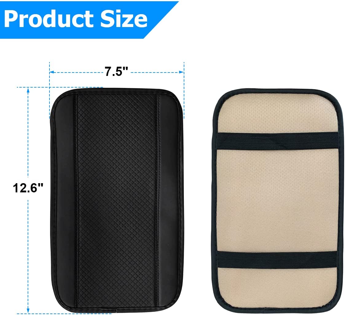 Car Armrest Storage Box Mat, Fiber Leather Car Center Console Cover, Car Armrest Seat Box Cover Accessories Interior Protection for Most Vehicle, SUV, Truck - Delicate Leather