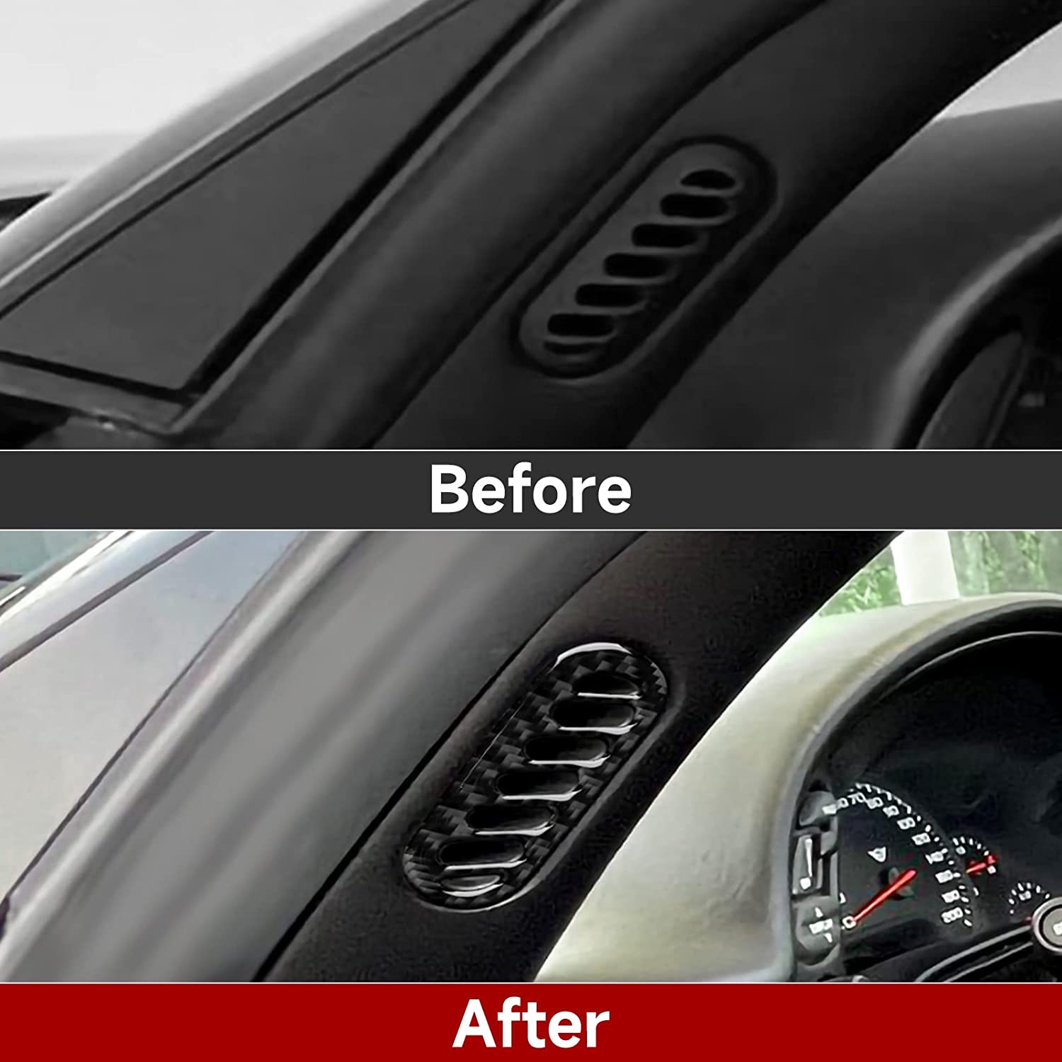 Carbon Fiber Door A-Pillar Air Outlet Sticker Decal Interior Trim Cover for Chevrolet Corvette C5 1998 1999 2000 2001 2002 2003 2004 Accessories - Delicate Leather