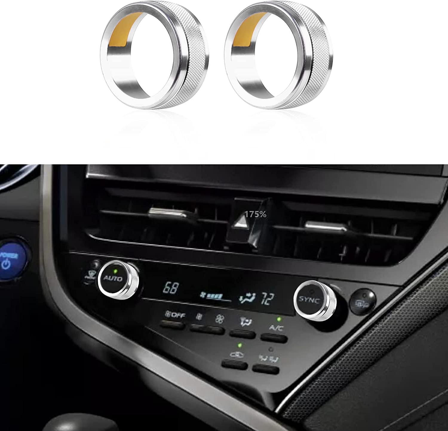 3Pcs Compatible with Toyota Camry 2023 2022 2021 Accessories Car Auto Air Conditioning AC Button Cover Trims with Engine Start Stop Push Button Switch Cover Ring Sporty - Delicate Leather