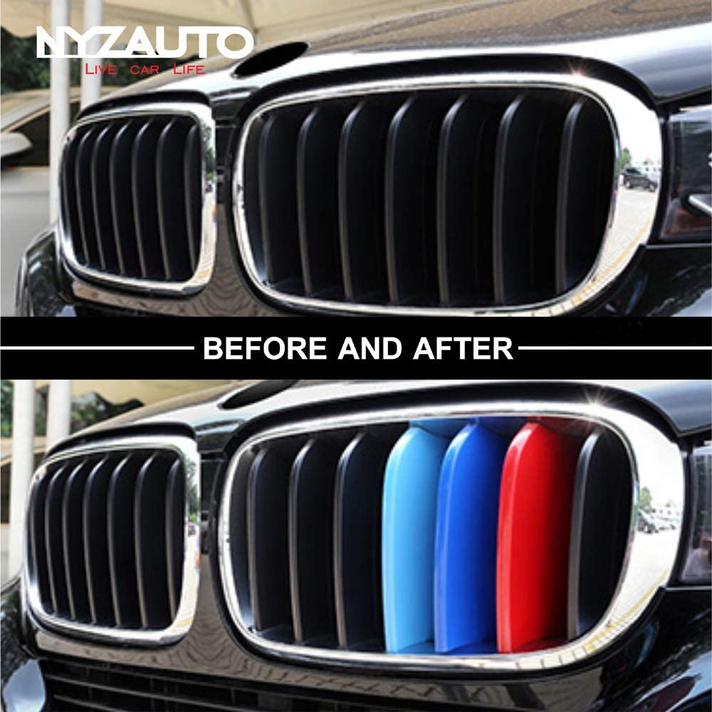 M-Colored Stripe Grille Insert Trims Compatible with 2014-2018 BMW F15 X5 and 2015-2016 F16 X6 Center Kidney Grill - Delicate Leather