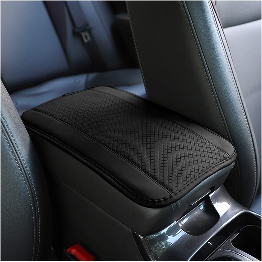 Car Armrest Storage Box Mat, Fiber Leather Car Center Console Cover, Car Armrest Seat Box Cover Accessories Interior Protection for Most Vehicle, SUV, Truck - Delicate Leather