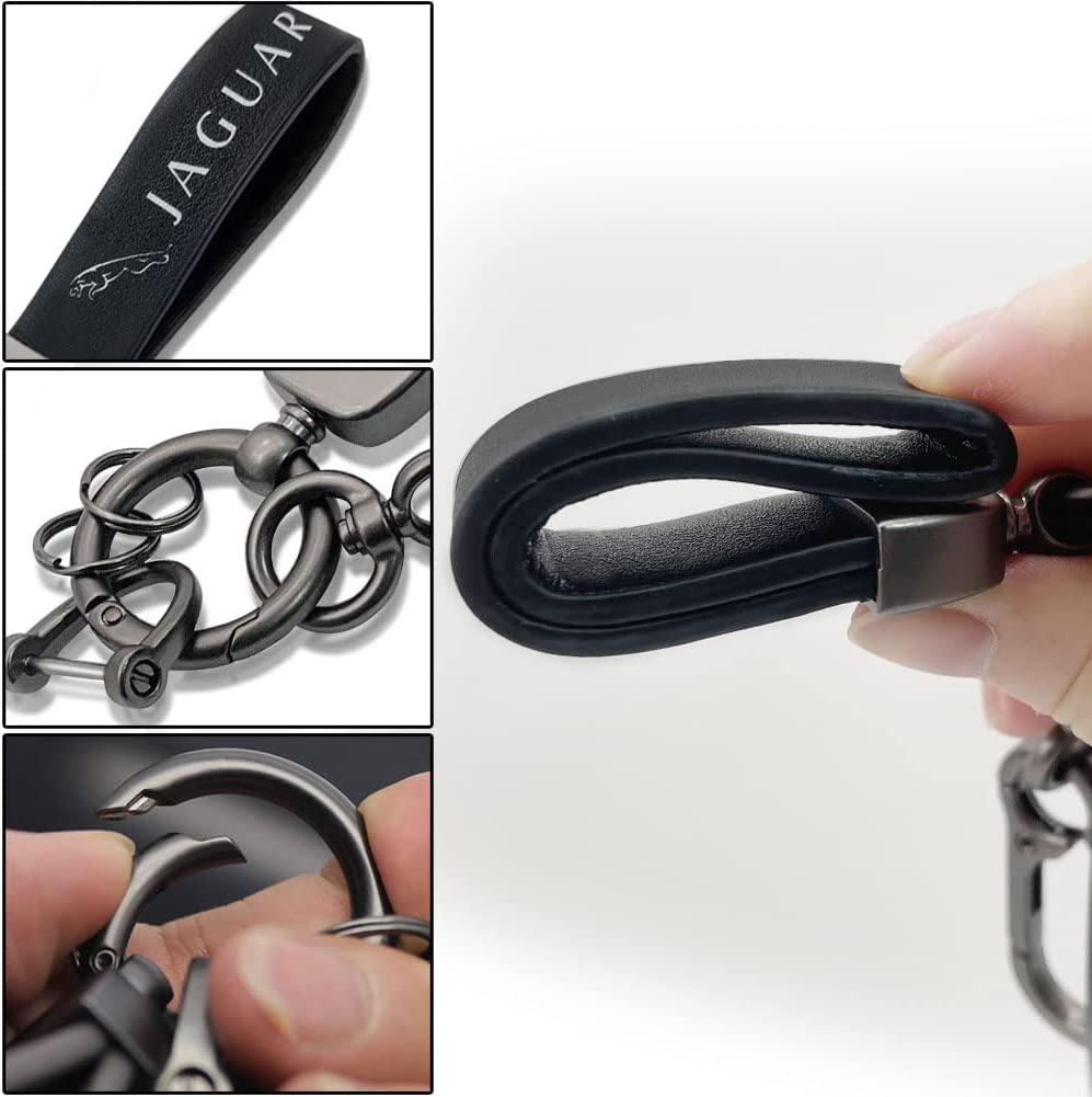 4PCS Car Valve Stem Caps and Genuine Leather Keychain for Car Key Chain Driver Gift, Black - Delicate Leather