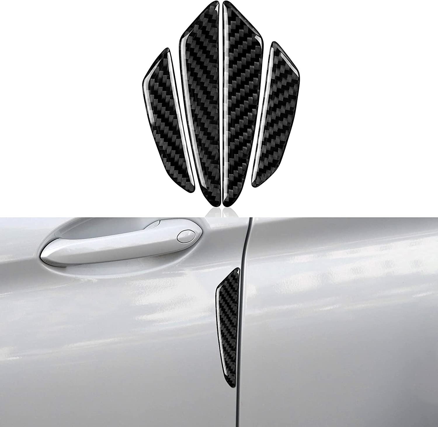 4PCS Universal Car Door Bumper Guard Protector Sticker Anti-Collision Strips Real Carbon Fiber Door Edge Guard Protector (Classic) - Delicate Leather