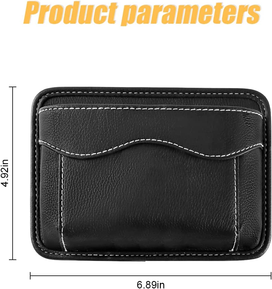 Car Seat Side Pocket Organizer, Custom For Cars, PU Leather Mini Storage Bag for Auto Door Window Console, Pen Phone Holder Tray Pouch Vehicle Seat Gap Filler, Fits to Organize Document, Registration, Notepad - Delicate Leather