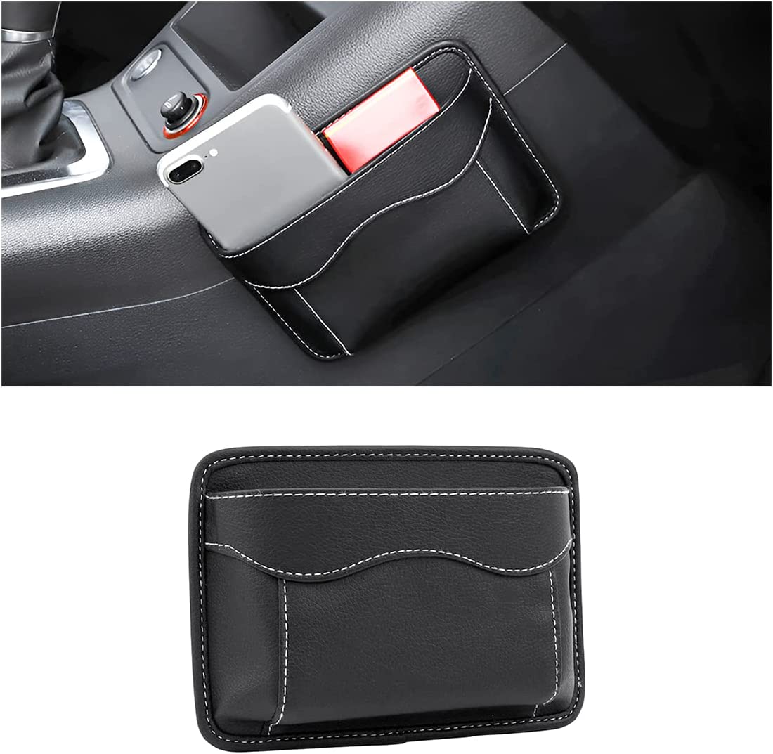 Car Seat Side Pocket Organizer, Custom For Cars, PU Leather Mini Storage Bag for Auto Door Window Console, Pen Phone Holder Tray Pouch Vehicle Seat Gap Filler, Fits to Organize Document, Registration, Notepad - Delicate Leather