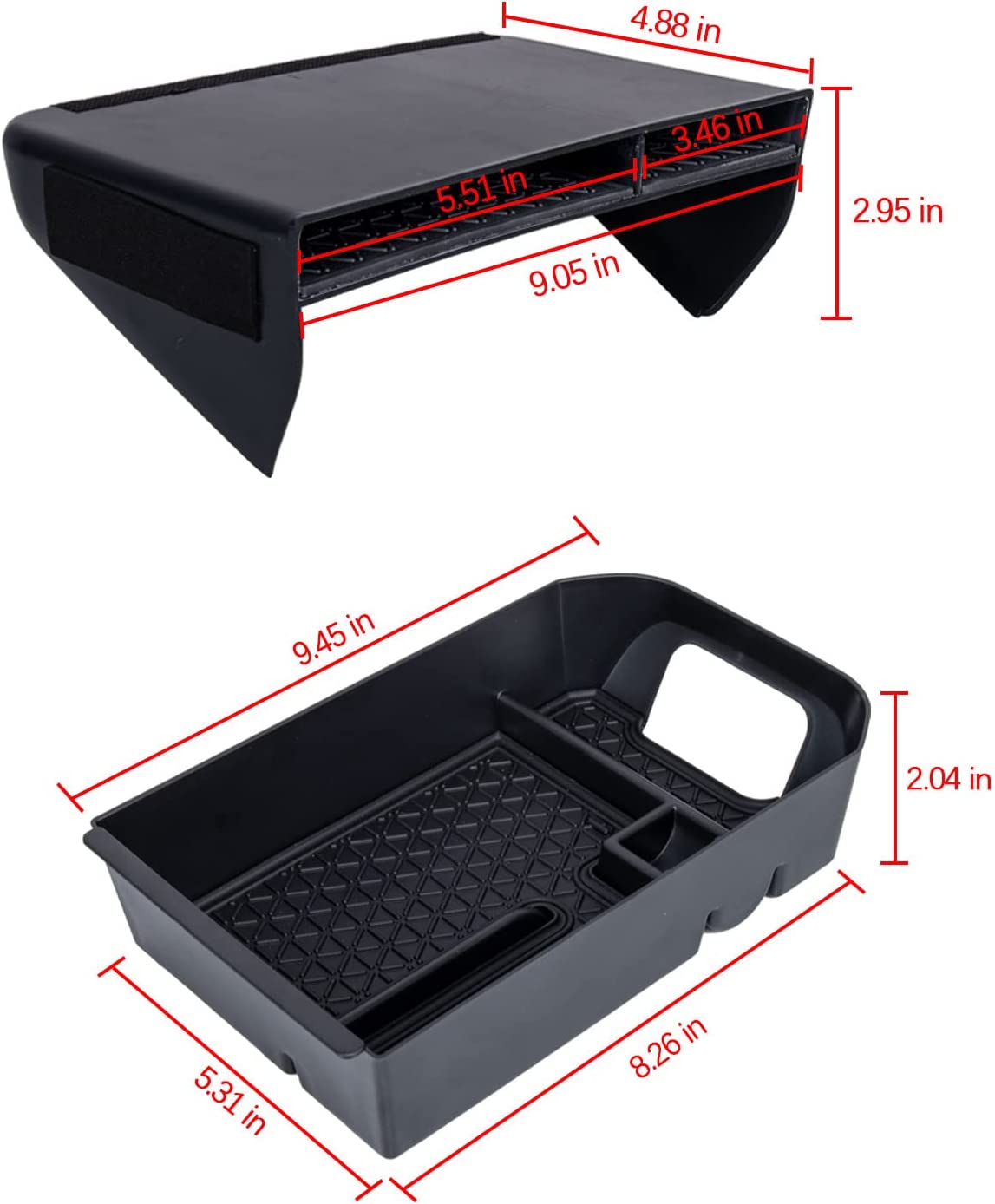 2PCS Center Console organizer Tray and Armrest Storage Box Compatible with Toyota RAV4 2023 2022 2021 2020 2019 Insert Secondary Storage box Accessories - Delicate Leather