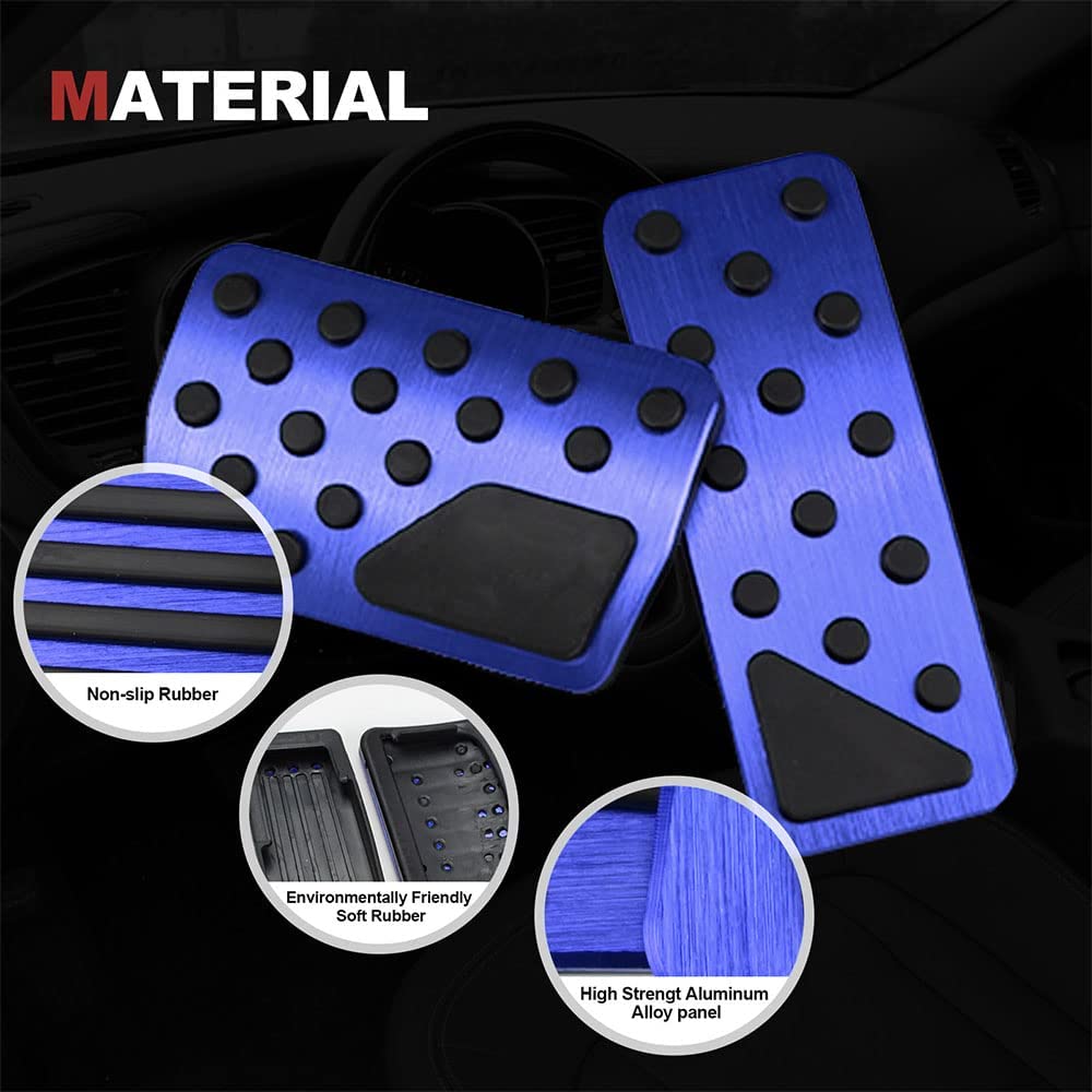 Aluminum Alloy No Drilling Non Slip Gas Pedal Brake Pedal Cover Interior Accessories Kit 2 Pieces Compatible with 2011-2021 Jeep Grand Cherokee & Dodge Durango - Delicate Leather