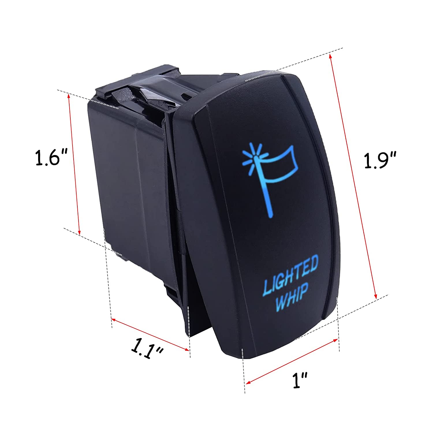 5Pin Laser Lighted Whip Rocker Switch On-Off LED Light 20A 12V, Blue Compatible with Most SUV, ATV, UTV, Motorcycle, Truck and More - Delicate Leather