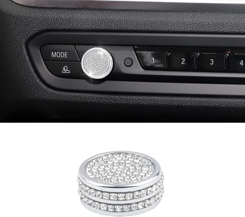 BMW Car Accessories Bling VOL Tune Knob Cover Glitter Auto Interior Volume Decor Cute Inner Car Decoration Trims Metal Decal Stickers 1 Pack - Delicate Leather