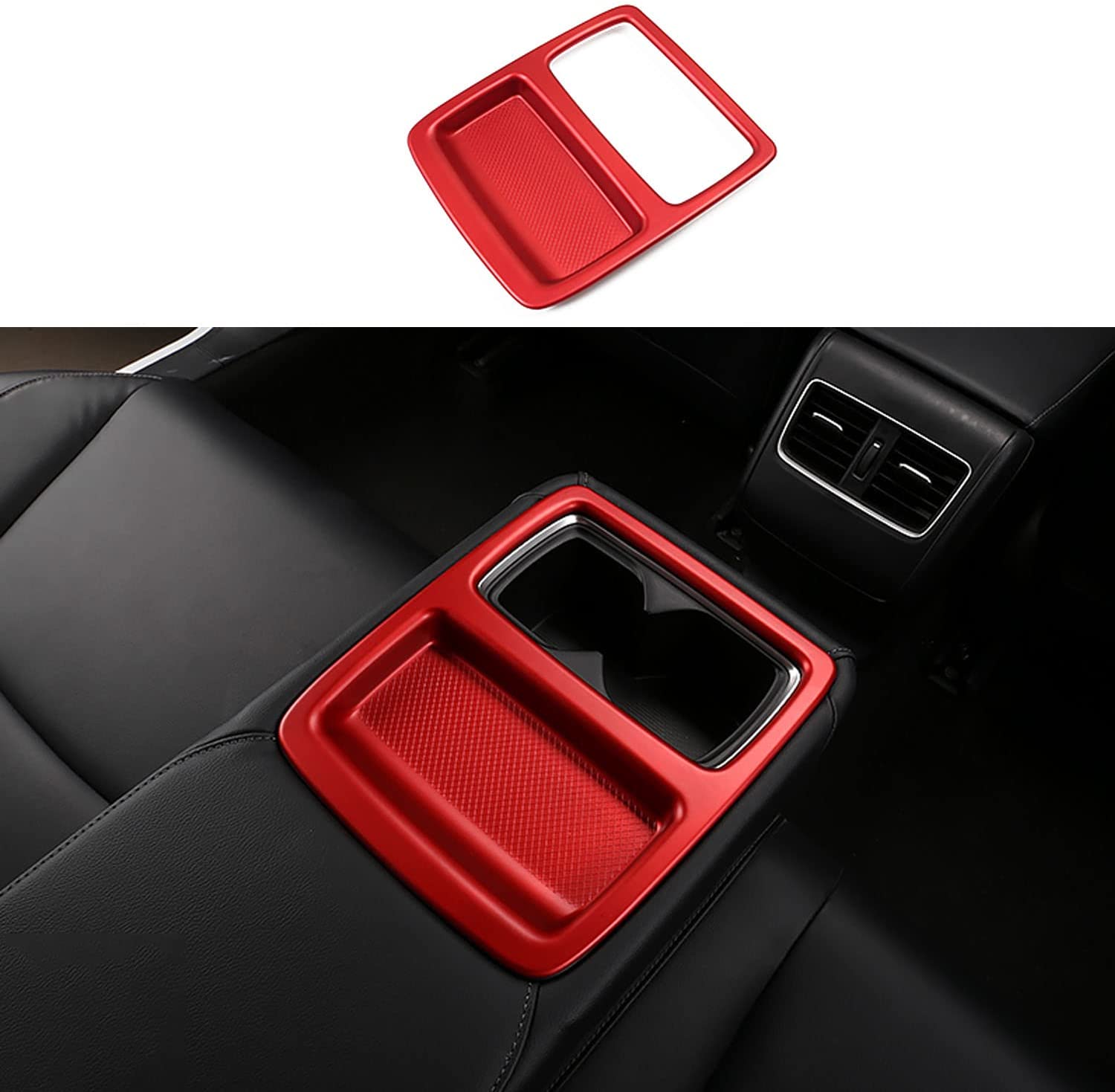 Accord Rear Water Cup Holder Panel Decoration ABS Material Compatible with Honda 10th Gen Accord 2018 2019 2020 2021 Interior Decoration Red Style 1PCS - Delicate Leather