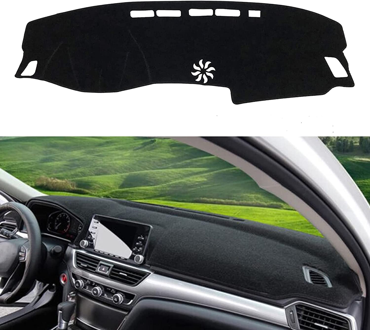 Car Dashboard Cover Custom Fit for 2018 2019 2020 2021 2022 Honda Accord Non Slip Dash Cover Carpet Sunshiled Protector Black - Delicate Leather