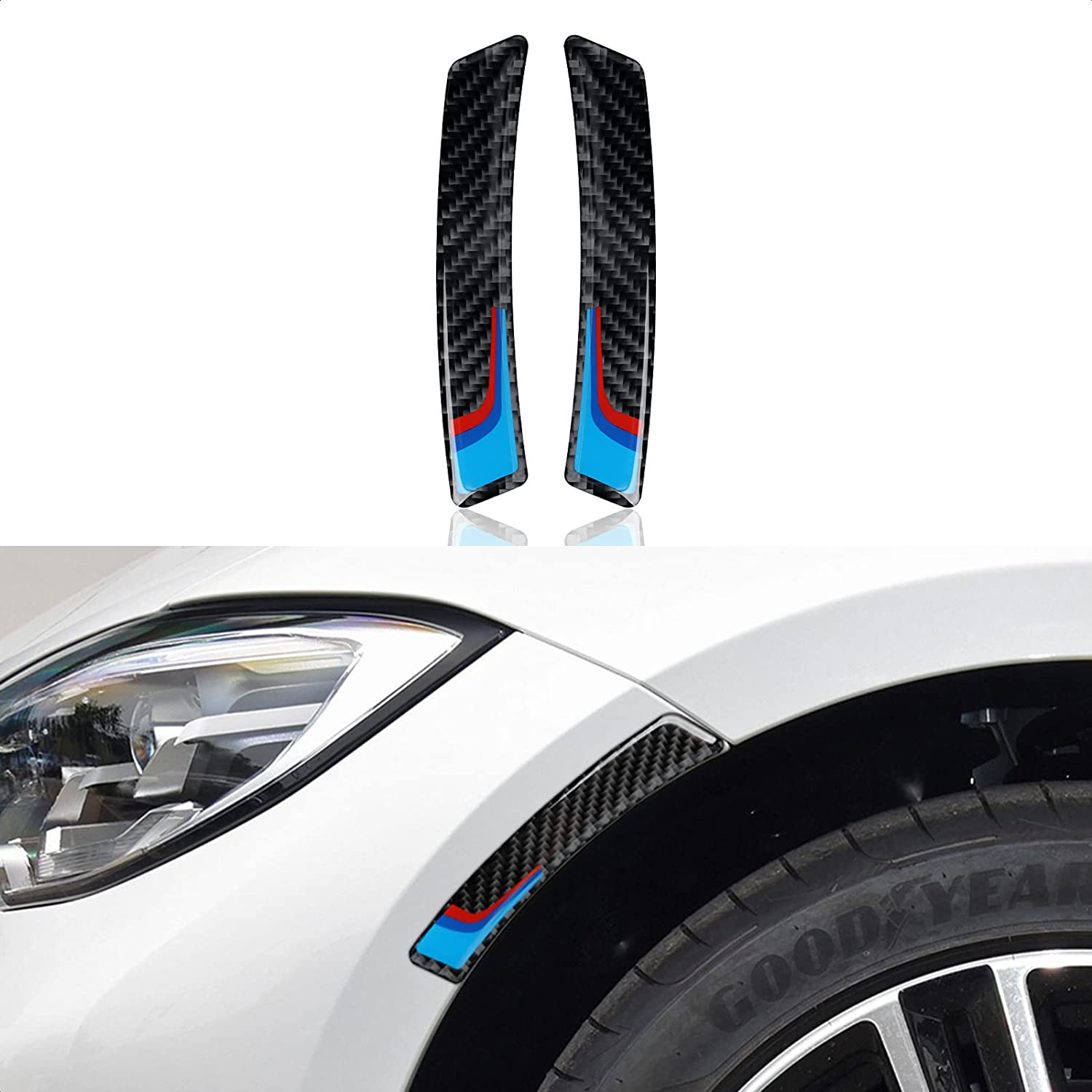 2PCS Universal Wheel Hub Protector Sticker Anti Collision Strips Carbon Fiber Decal Trim Compatible with BMW 1 2 3 4 5 6 7 Series X1 X2 X3 X4 X5 X6 Accessories - Delicate Leather