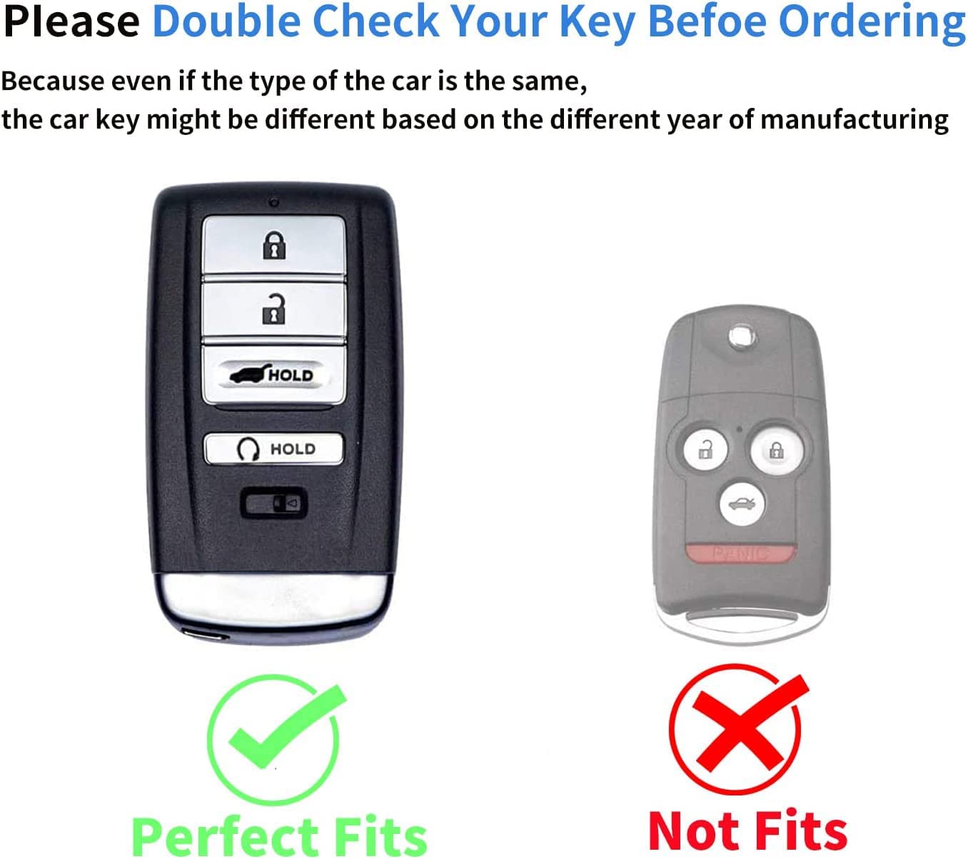 TPU Case 360 Degree Car Key fob Cover Compatible with RDX RLX CDX NSX TLX TLX-L Smart Remote Premium Key fob Protector - Delicate Leather  