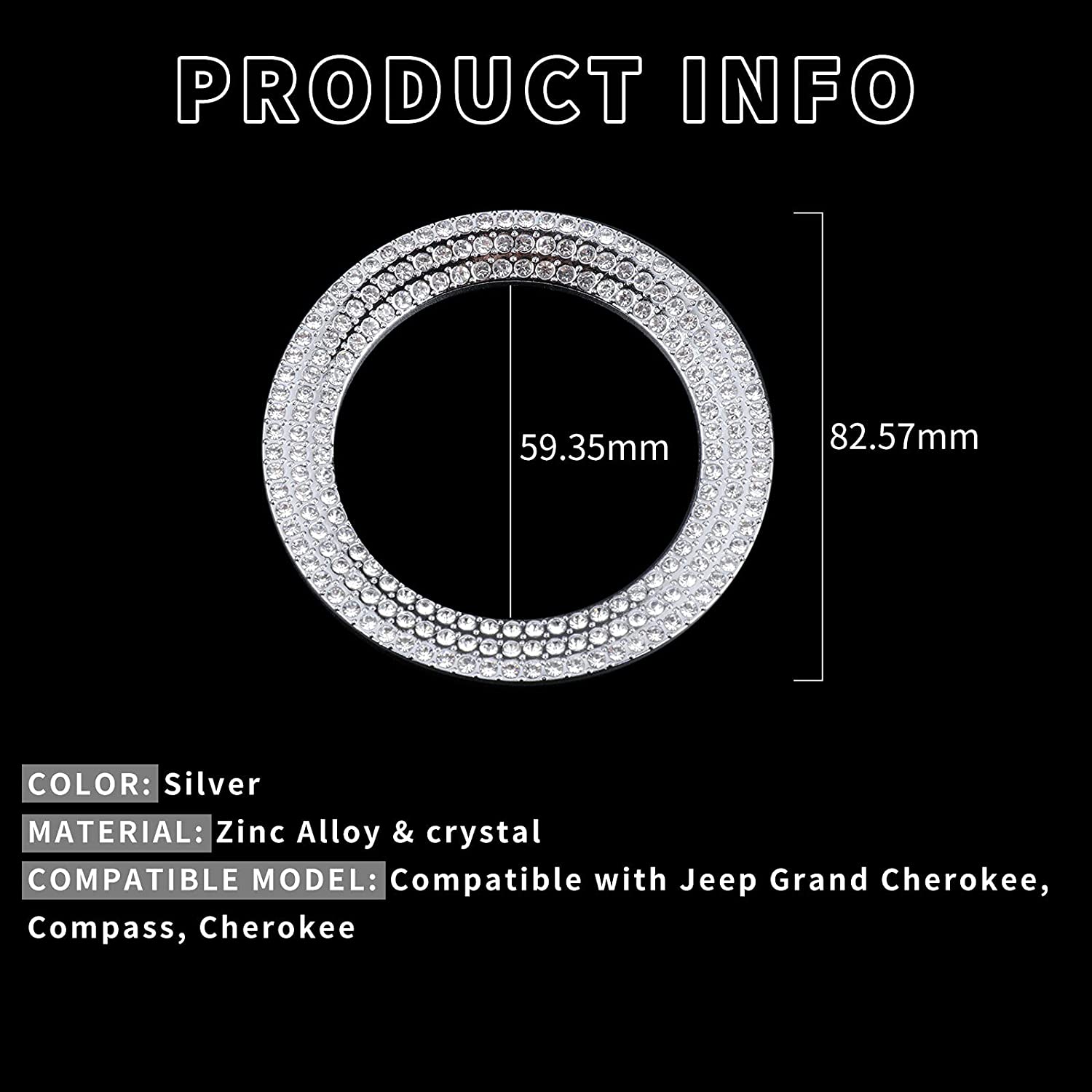 Bling Car Accessories for Women Compatible with Jeep Steering Wheel Logo, Rhinestone Diamond Car Decorations Interior Decal Sticker Fit for Jeep Wrangler Cherokee Compass Renegade Gladiator - Delicate Leather