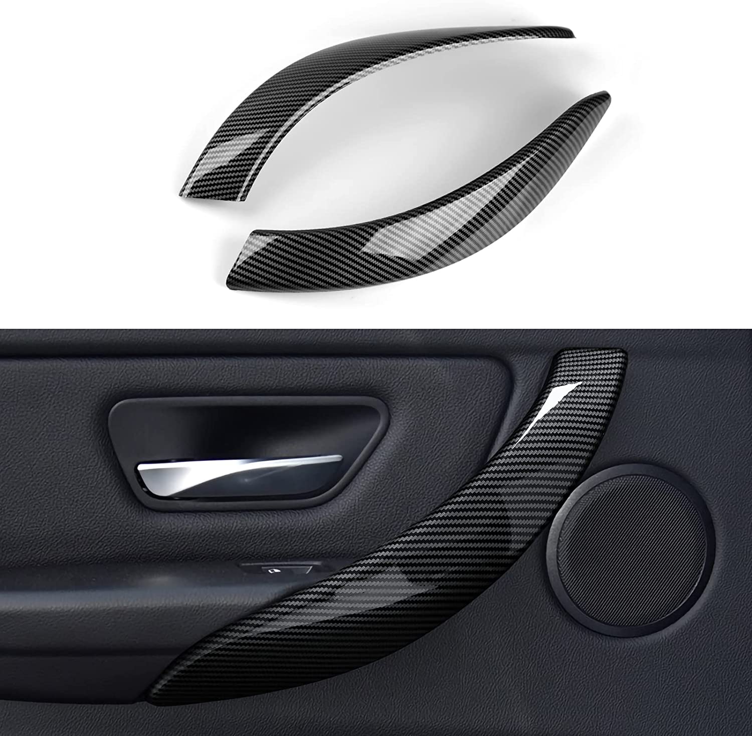 2PCS Car Handles Cover Sticker Decal Carbon Color ABS Trim Compatible with BMW F30 F31 F34 3GT F32 F33 F36 3 4 Series Accessories - Delicate Leather