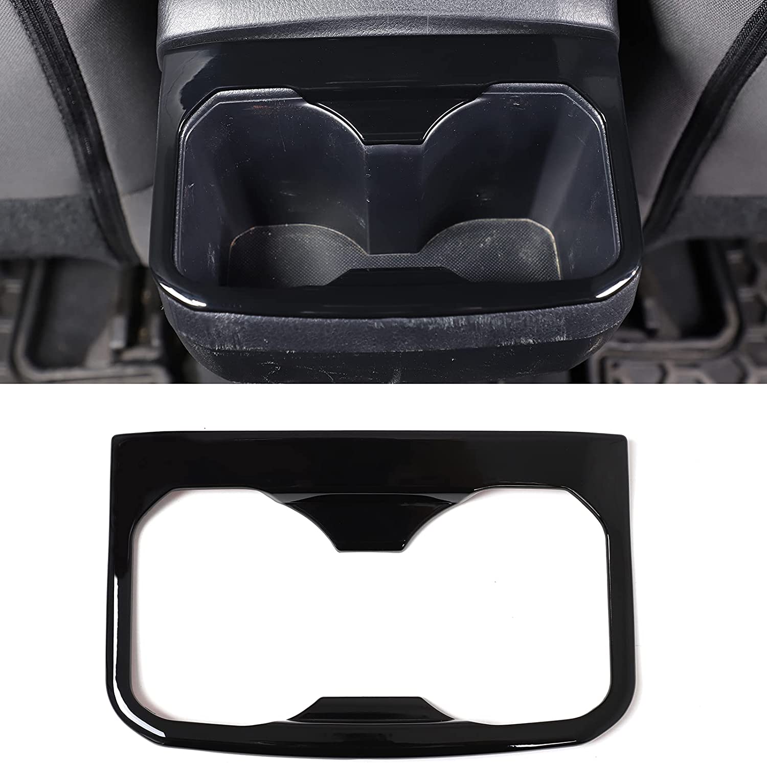 Car ABS Inner Look Interior Rear Seat Armrest Cup Holder Cover Trim Stickers