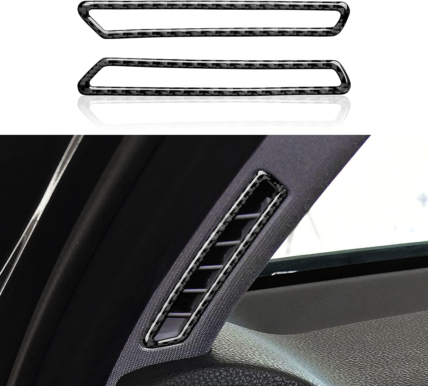 2PCS Car Air Vent Decals Carbon Fiber Sticker A- Pillar Cover Trim Compatible with Alfa Romeo Giulia 2017 2018 2019 Accessories - Delicate Leather