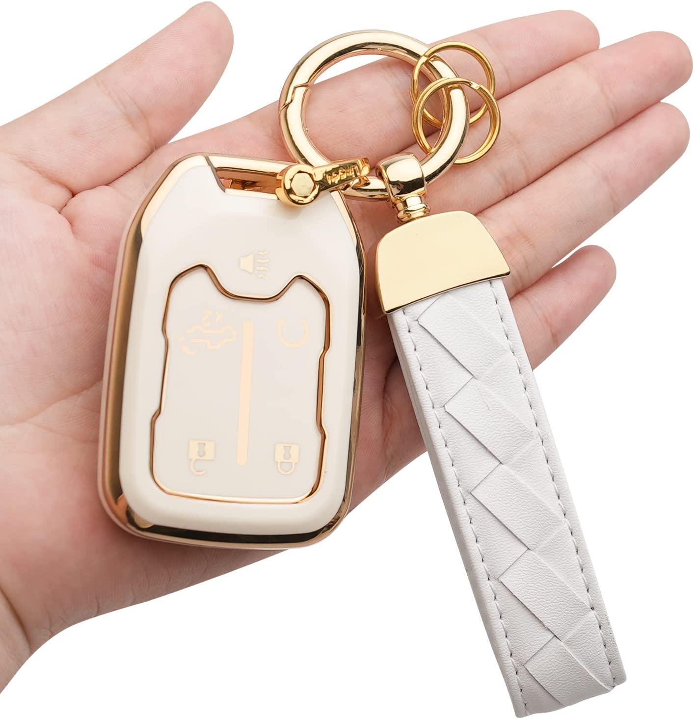 Key Fob Cover Keychain Fit for 2018-2022 And 1500 2500HD 3500HD 2015-2021 Smart Key Shell Case