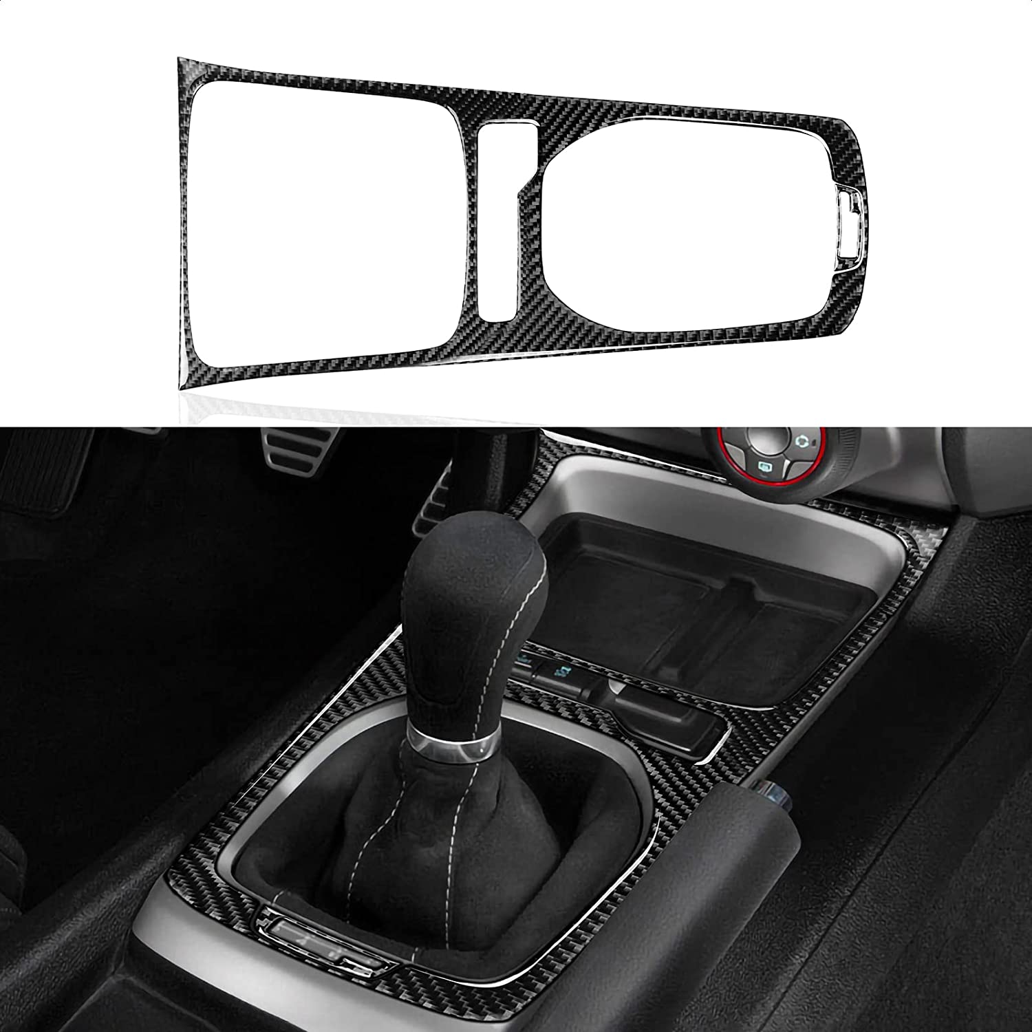 Car Gear Shift Panel Sticker Decal Carbon Fiber Interior Trim Cover Compatible with Camaro 2010 2011 2012 2013 2014 2015 Car Decoration Accessories - Delicate Leather  