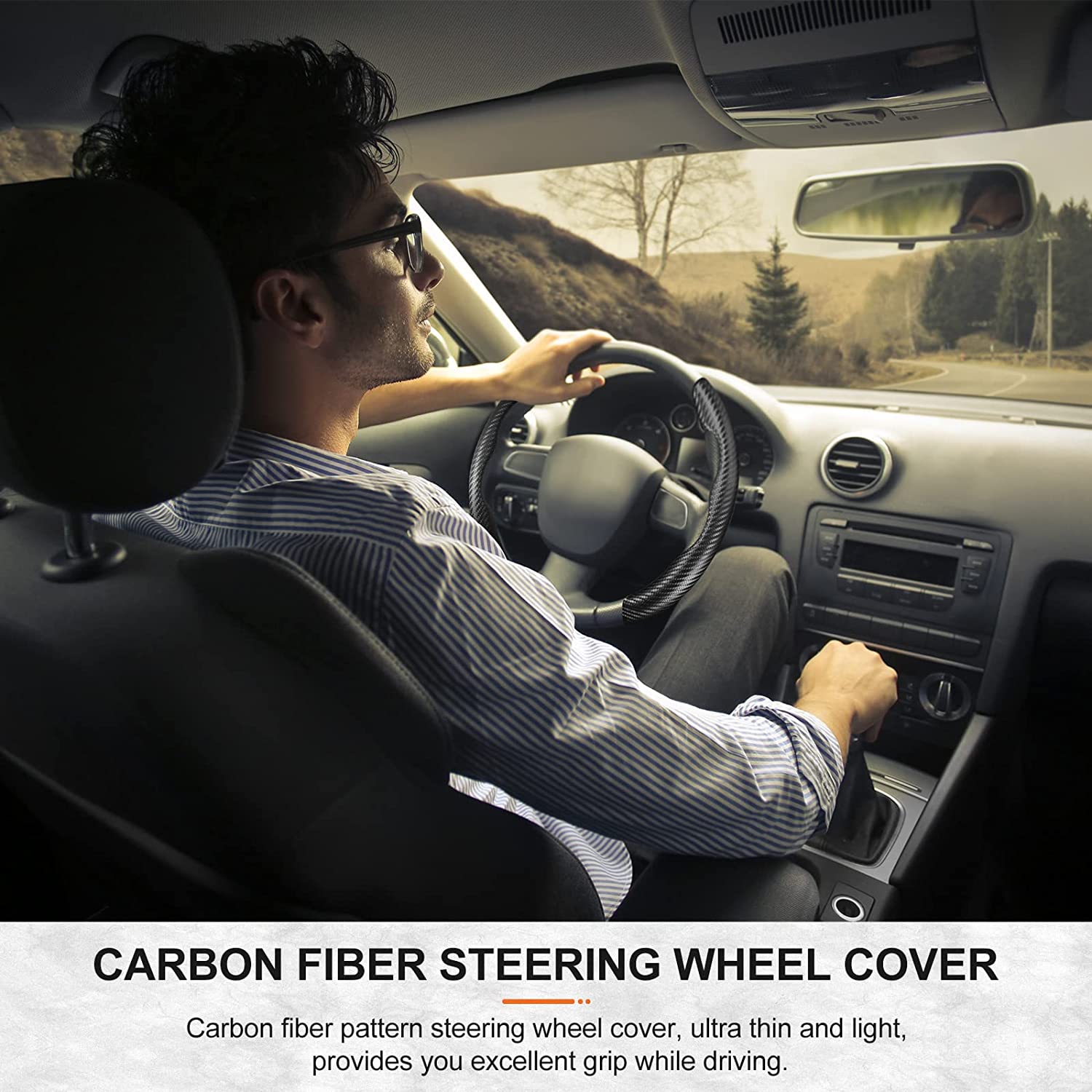 2 Sets Steering Wheel Cover Car Carbon Fiber Steering Wheel Cover for Women and Men Safe and Non Slip Car Accessory, Car Wheel Cover Universal Fit for Most Car Wheel Protector - Delicate Leather