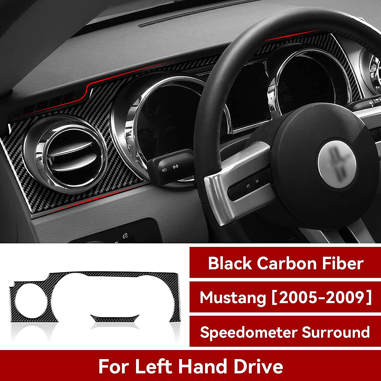 Carbon Fiber Sticker Decal Car Speedometer Surround Panel Interior Trim Cover for Ford Mustang GT 2005 2006 2007 2008 2009 S197 Accessories - Delicate Leather