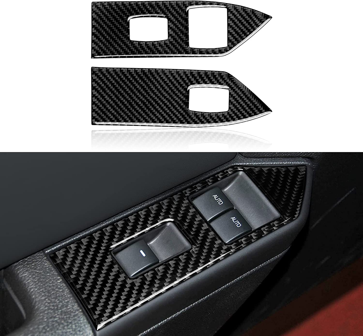 Carbon Fiber Sticker Decal Car Window Lift Switch Cover Interior Trim Cover for Ford Mustang GT 2005 2006 2007 2008 2009 S197 Accessories - Delicate Leather