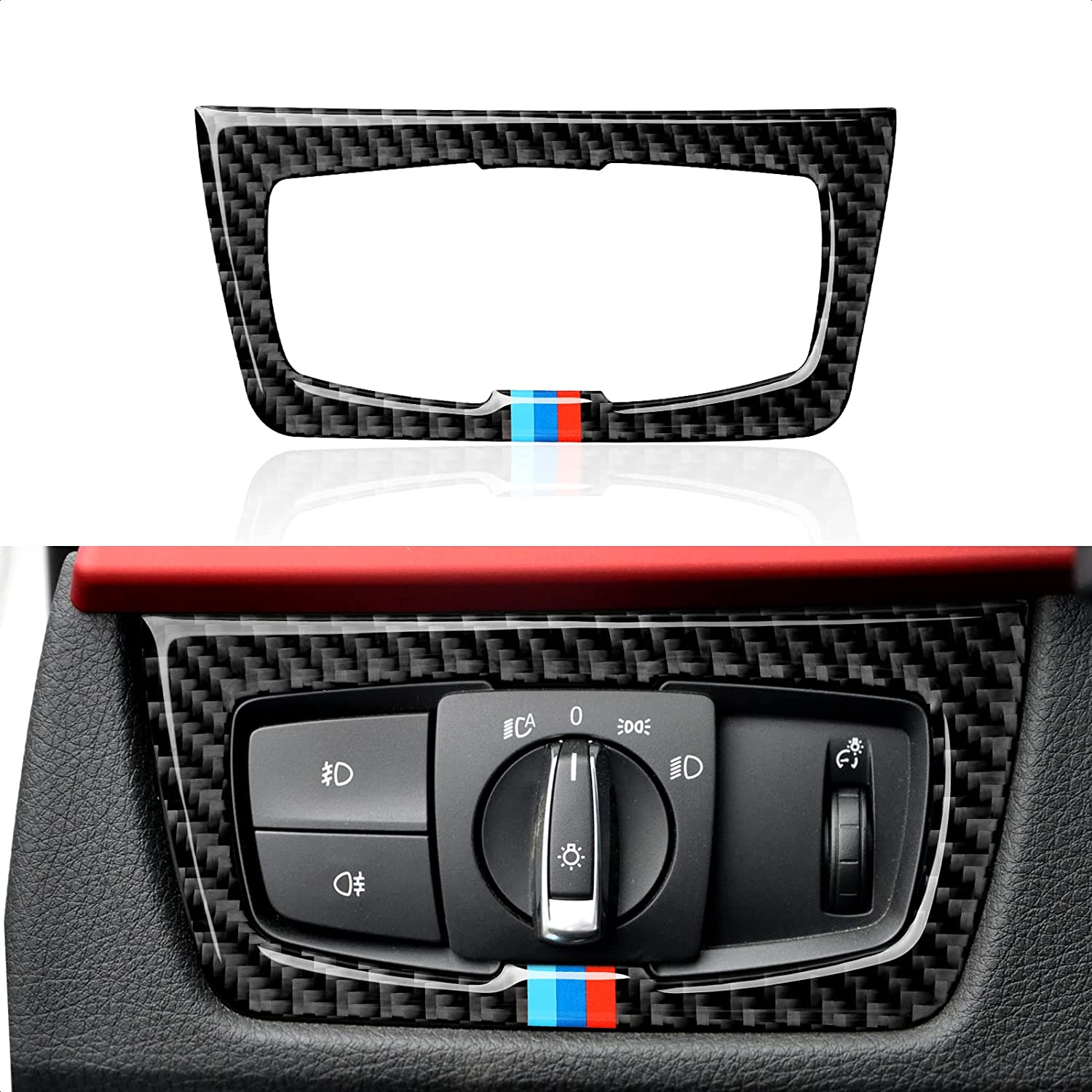 Car Headlight Switch Sticker Decal Carbon Fiber Trim Cover fits for F30 F31 F34 3GT F32 F33 F36 2012 2013 2014 2015 2016 2017 2018 2019 Accessories - Delicate Leather  