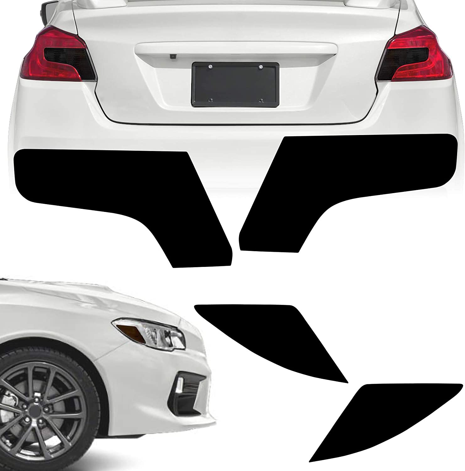 Blackout Headlight & Taillight Vinyl Tint Film, Precut Overlay, Tail Light Wrap Cover Compatible with Subaru WRX/WRX STI 2015-2020 - Delicate Leather