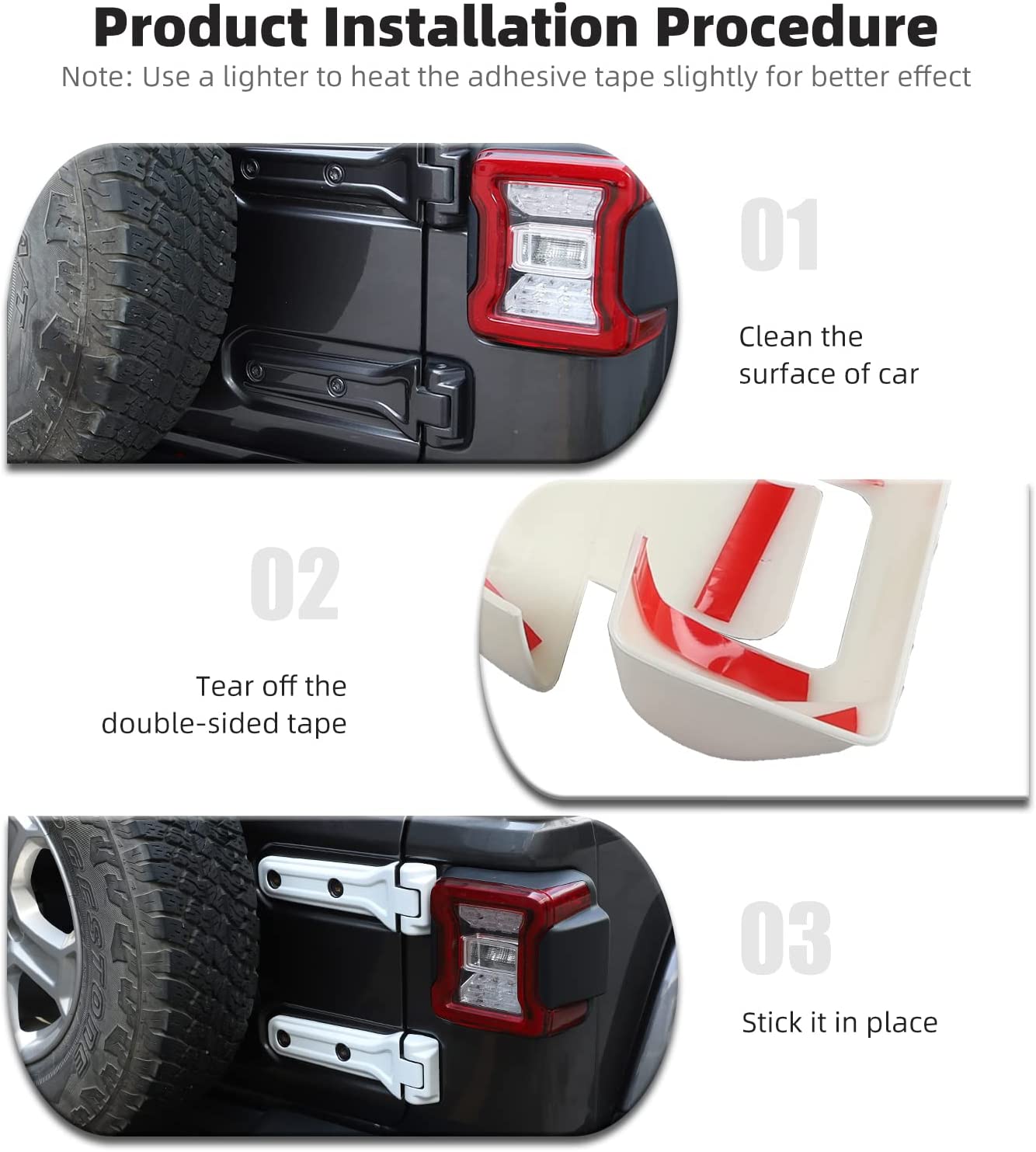 Jeep JL Tailgate Hinge Cover Spare Tire Bracket Rear Door Liftgate Trim Exterior Accessories for Jeep Wrangler JL JLU 2018-2022 UP Sport X Sahara Rubicon (White) - Delicate Leather