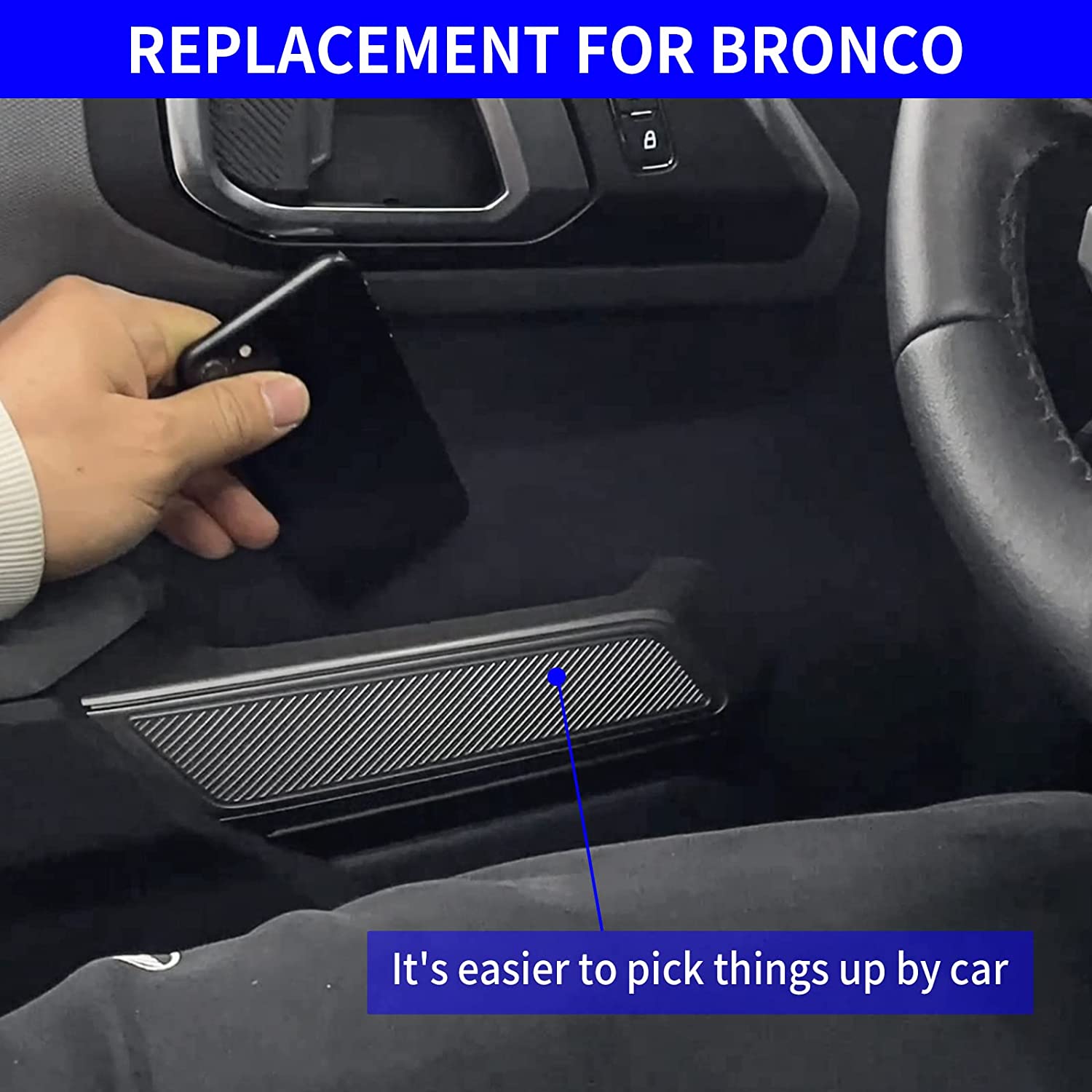 Fit Bronco 2021 2022 2/4Door 2PCS Car Organizer Inner Door Handle Tray Pocket for Bronco Accessories - Delicate Leather