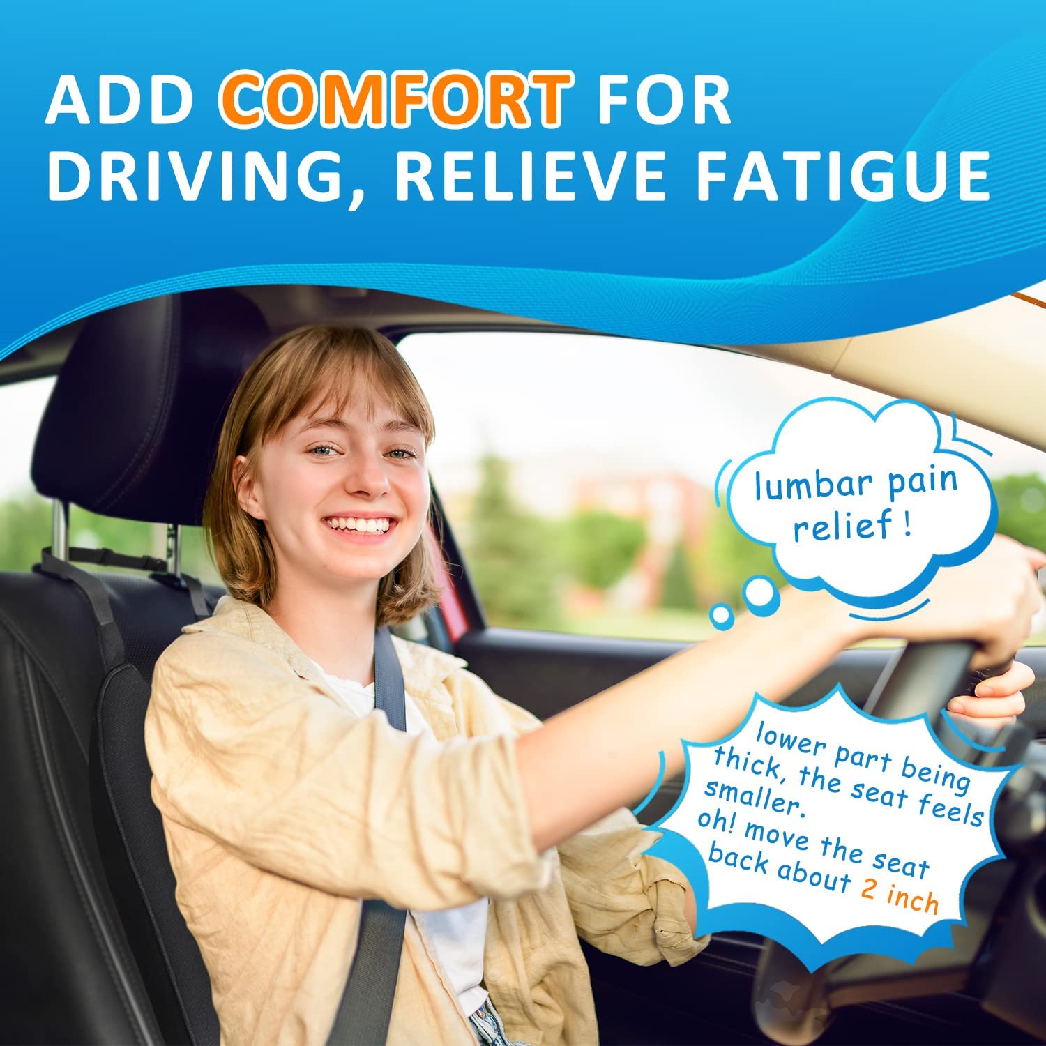 Car Driver Pillow Lumbar Support Back Cushion Car Seat Neck Pillow Auto  Pillow